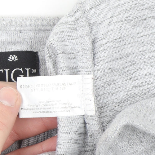 TIGI Womens Plus Grey 3/4 Sleeve Square Neck Pullover Jumper Size 22/24
