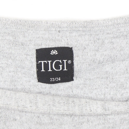 TIGI Womens Plus Grey 3/4 Sleeve Square Neck Pullover Jumper Size 22/24