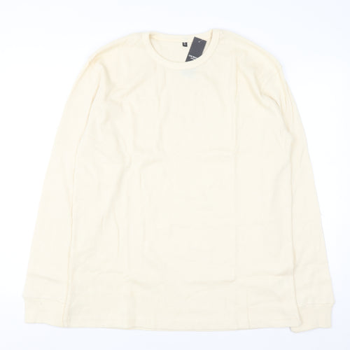 One Brand Apparel Men's Beige XL Waffle-Knit Pullover Jumper
