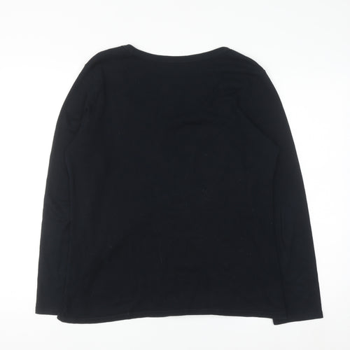 George Women’s Black Beaded Scoop Neck Long Sleeve Top Size 16