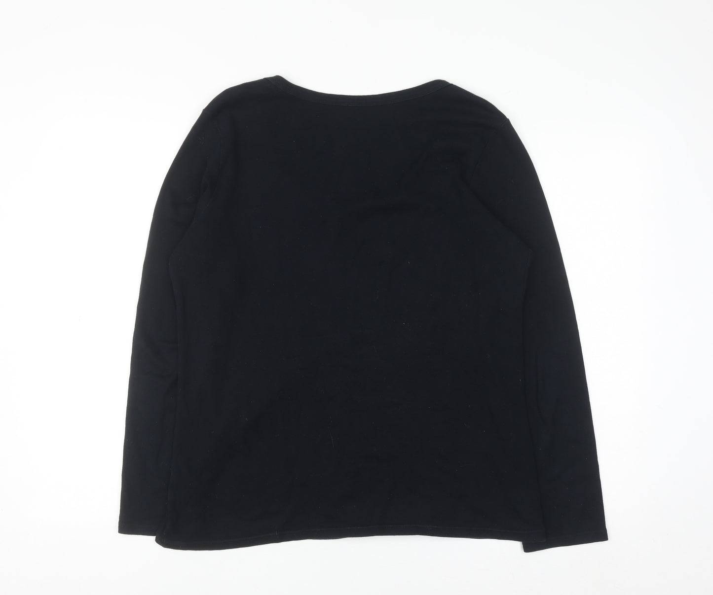 George Women’s Black Beaded Scoop Neck Long Sleeve Top Size 16