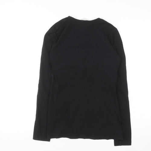 H&M Women's Black Jersey Wrap Blouse Size 10 Long Sleeve