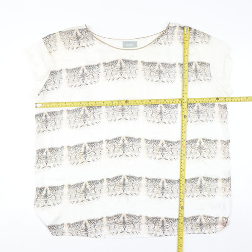 Wallis Womens White Animal Print Short Sleeve Blouse Size L