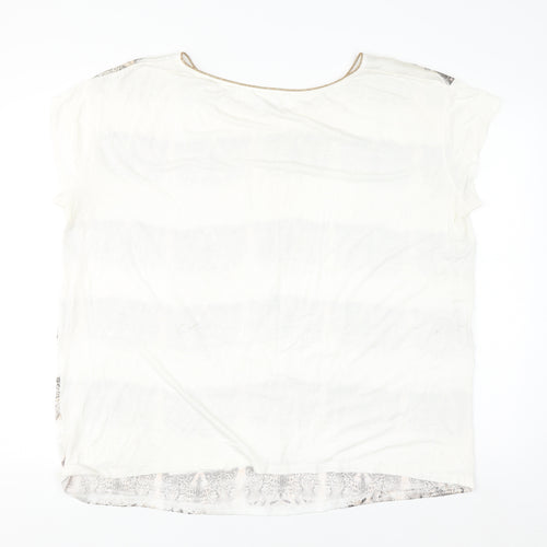 Wallis Womens White Animal Print Short Sleeve Blouse Size L