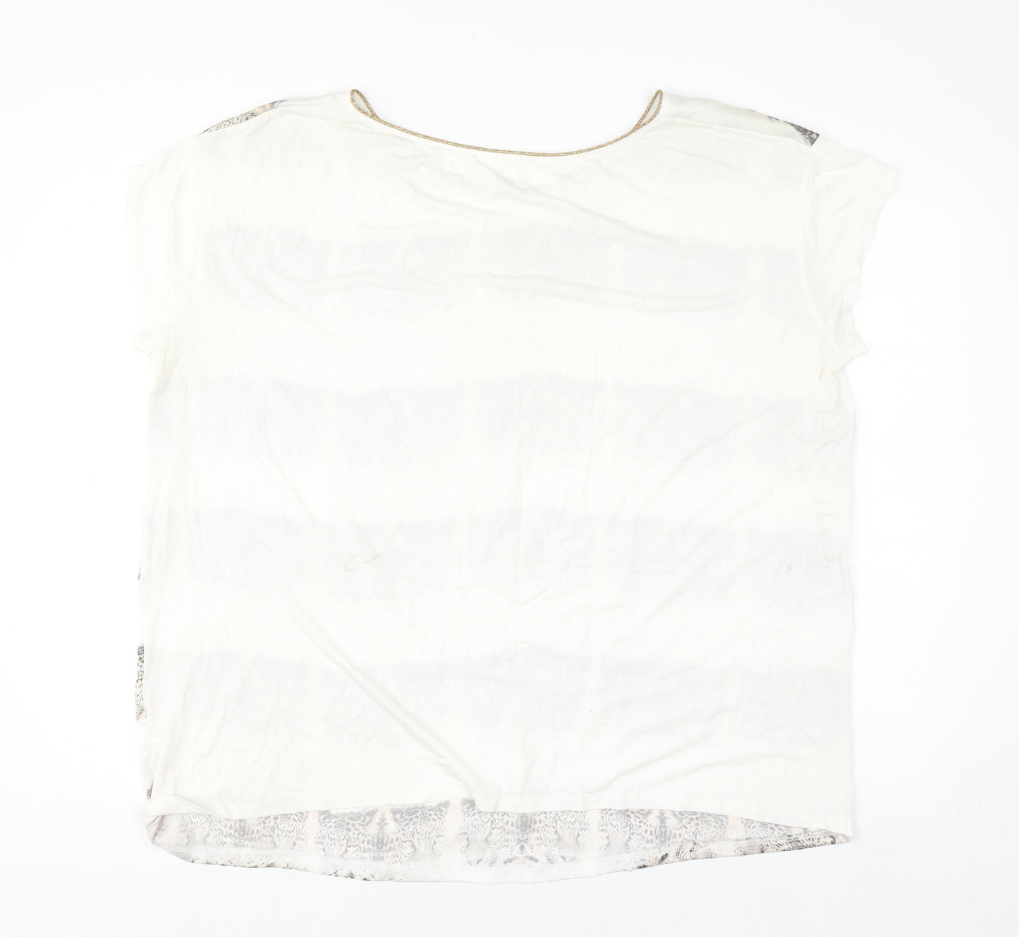 Wallis Womens White Animal Print Short Sleeve Blouse Size L