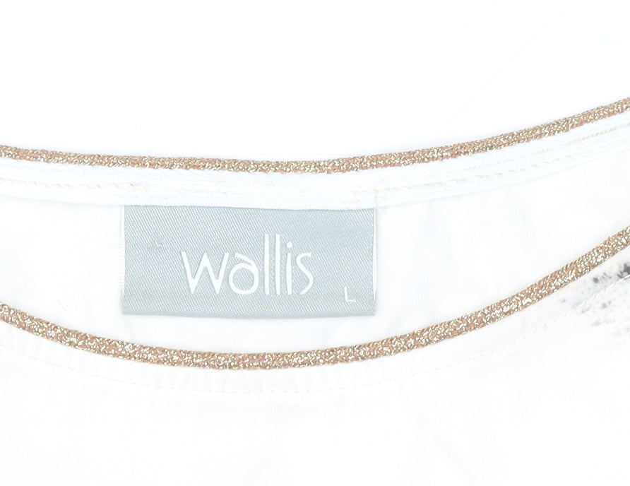 Wallis Womens White Animal Print Short Sleeve Blouse Size L