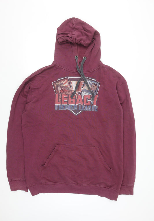 Premium Men Red 2XL Pullover Hoodie Graphic Print Fleece