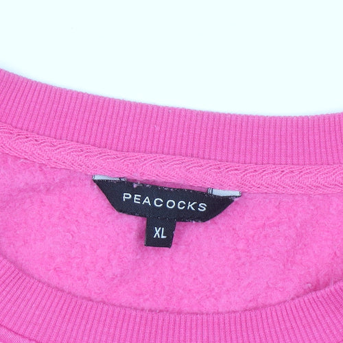 Peacocks Women Pink Sequin Cocktail Hour Sweatshirt XL