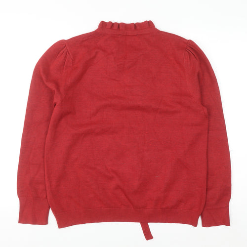 Rowen Avenue Women's Red V-Neck Ruffle Tie Jumper XL
