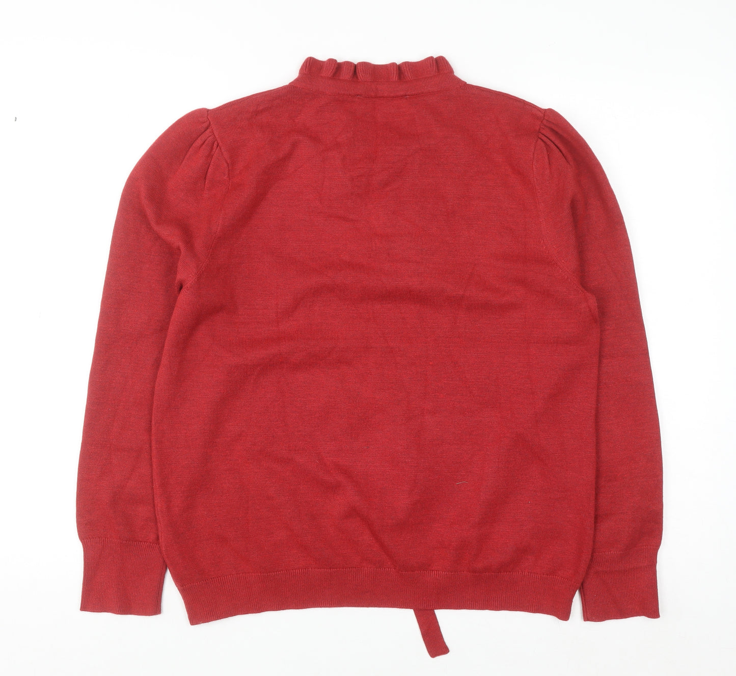 Rowen Avenue Women's Red V-Neck Ruffle Tie Jumper XL