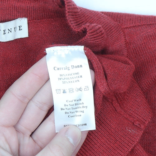 Rowen Avenue Women's Red V-Neck Ruffle Tie Jumper XL