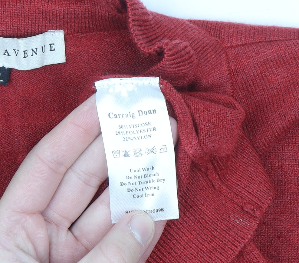 Rowen Avenue Women's Red V-Neck Ruffle Tie Jumper XL