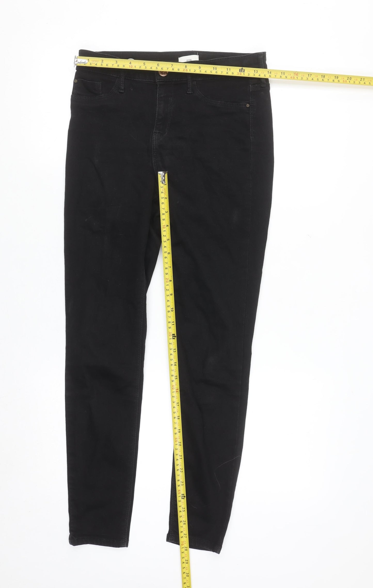 River Island Womens Black Skinny Jeans Size 10 Slim Fit Stretch