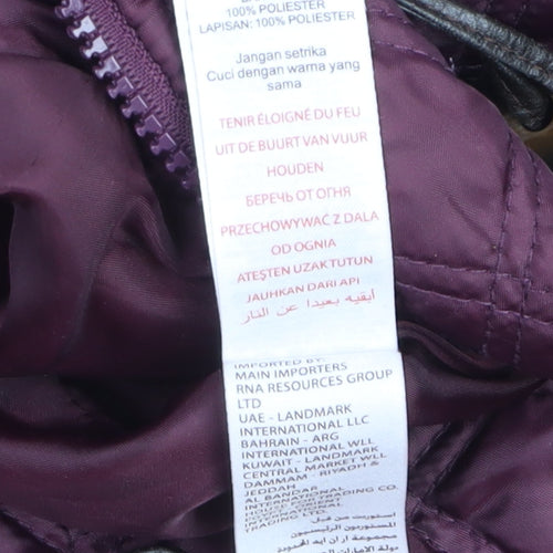 New Look Womens Purple Quilted Hooded Duffle Coat Size 12