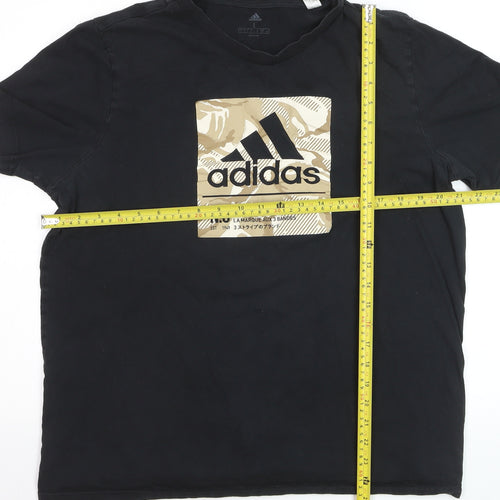 adidas Men's Black L Graphic Print Sports Cotton T-Shirt
