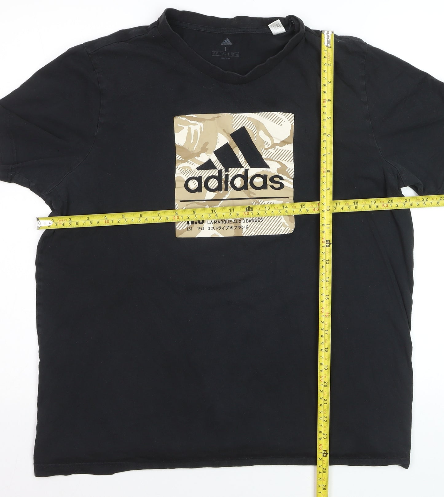 adidas Men's Black L Graphic Print Sports Cotton T-Shirt