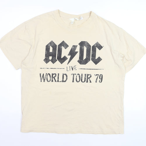 H&M Men Beige AC/DC Live World Tour '79 Band Graphic T-Shirt M