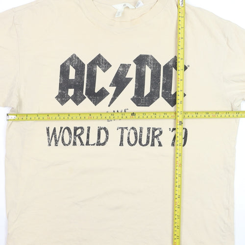 H&M Men Beige AC/DC Live World Tour '79 Band Graphic T-Shirt M