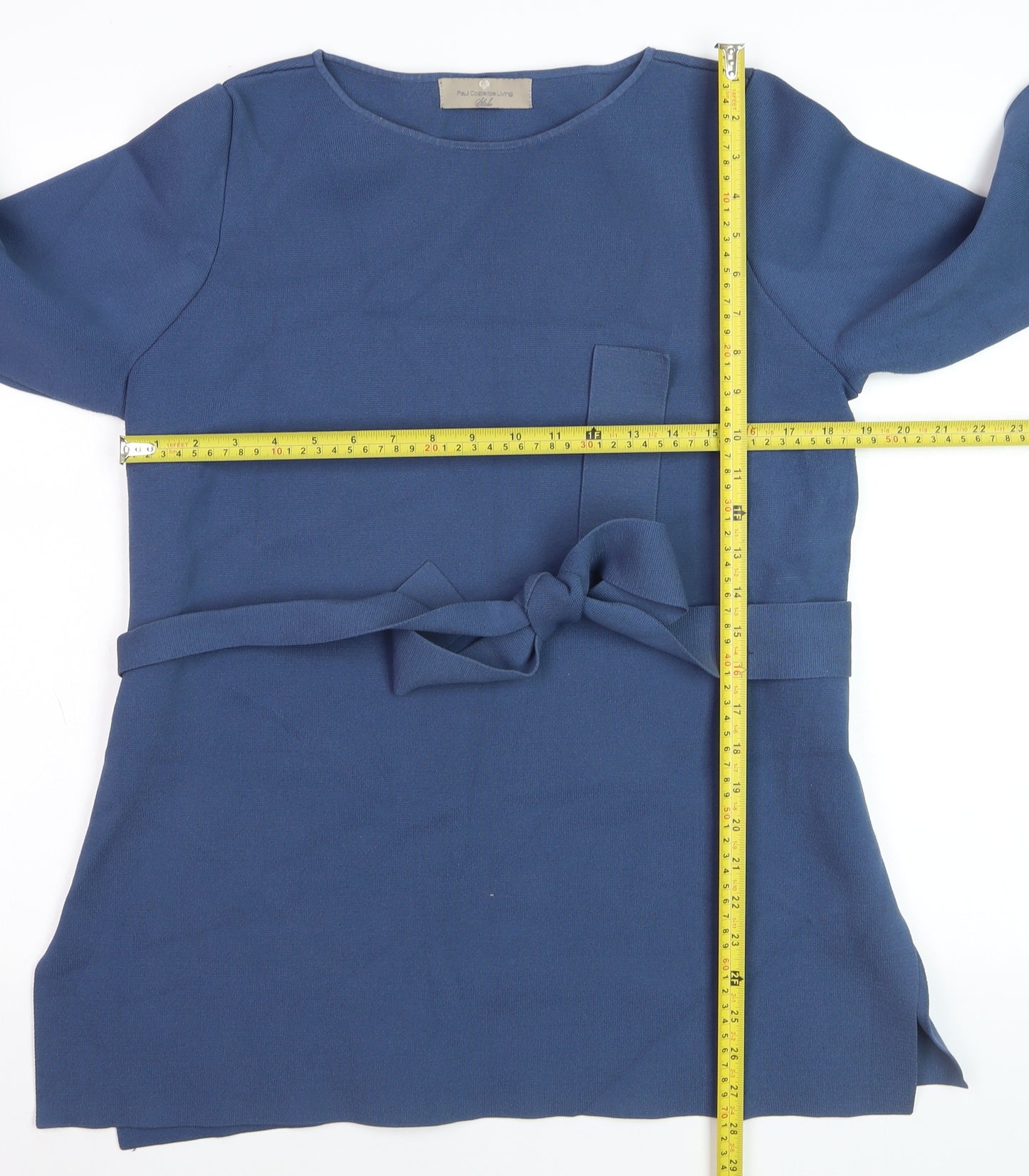 Paul Costelloe Living Blue Women's L Belted Tunic Jumper