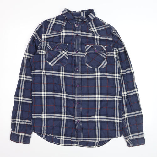 An Ambrose Brand Co. Men's Blue Plaid Long Sleeve Cotton Button-Up Shirt - Size M