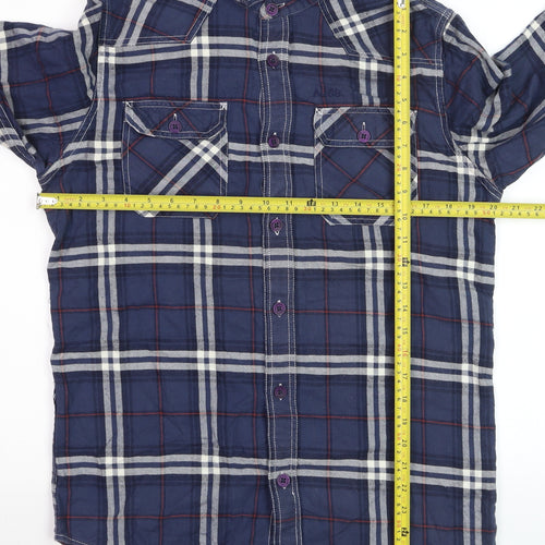 An Ambrose Brand Co. Men's Blue Plaid Long Sleeve Cotton Button-Up Shirt - Size M