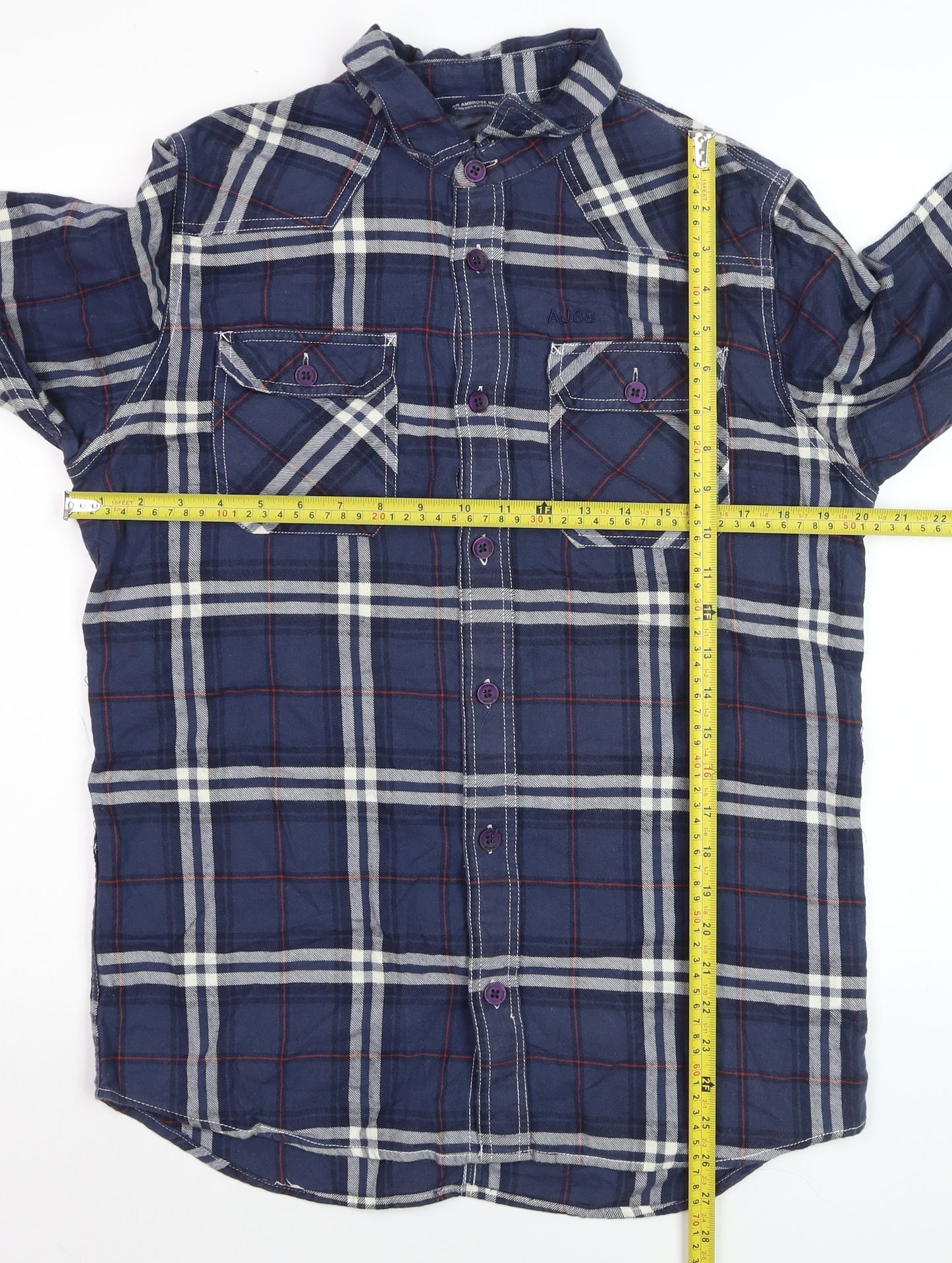 An Ambrose Brand Co. Men's Blue Plaid Long Sleeve Cotton Button-Up Shirt - Size M
