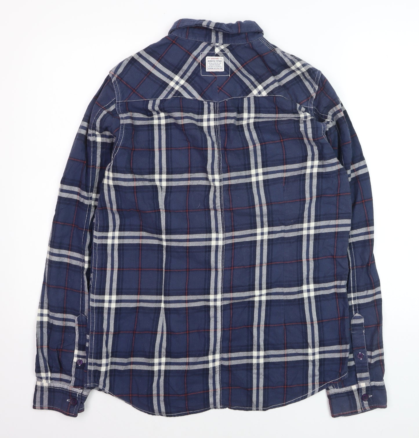 An Ambrose Brand Co. Men's Blue Plaid Long Sleeve Cotton Button-Up Shirt - Size M