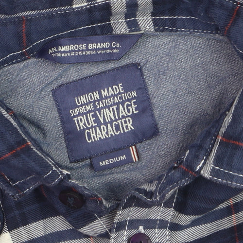 An Ambrose Brand Co. Men's Blue Plaid Long Sleeve Cotton Button-Up Shirt - Size M