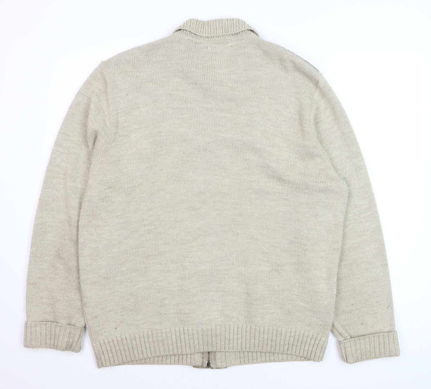 Marks and Spencer Men’s Beige Full Zip Collared Jumper L Wool Blend