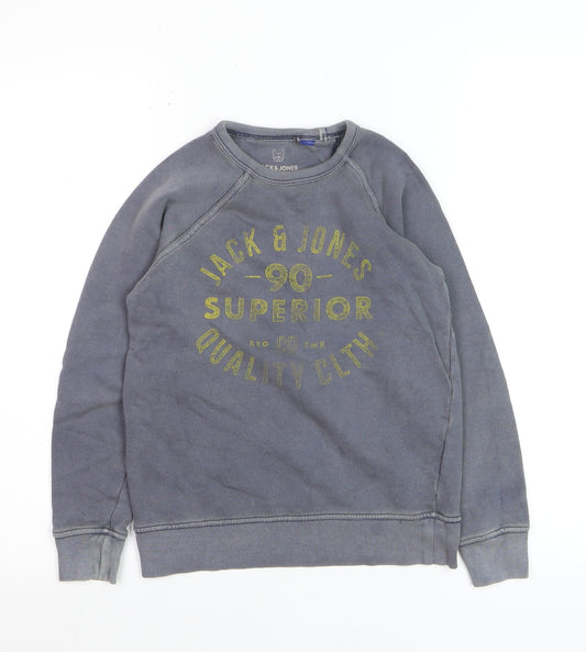 Jack & Jones Boys Grey Pullover Graphic Print Cotton Jumper 10 Years