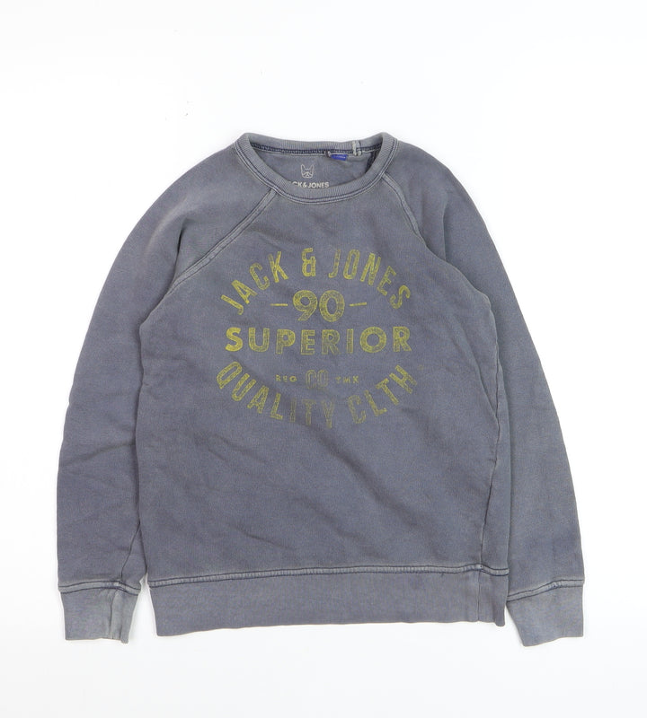 Jack & Jones Boys Grey Pullover Graphic Print Cotton Jumper 10 Years