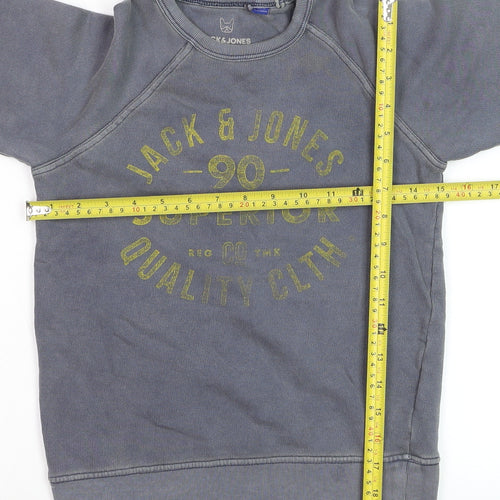 Jack & Jones Boys Grey Pullover Graphic Print Cotton Jumper 10 Years