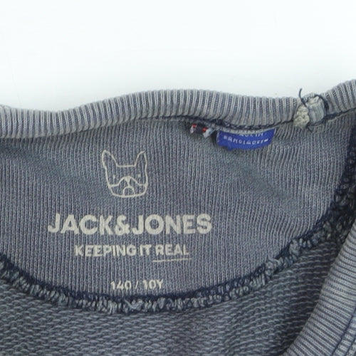 Jack & Jones Boys Grey Pullover Graphic Print Cotton Jumper 10 Years