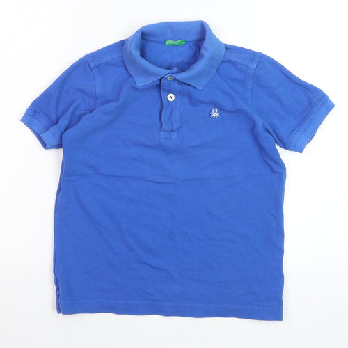 United Colors of Benetton Boys Blue 7-8 Years Cotton Polo Shirt