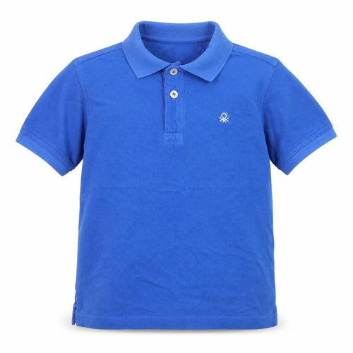 United Colors of Benetton Boys Blue 7-8 Years Cotton Polo Shirt