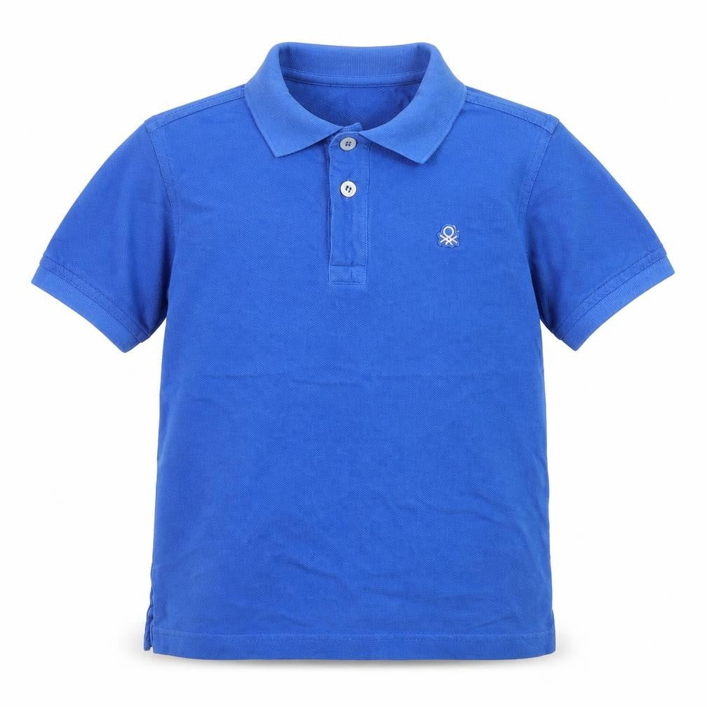 United Colors of Benetton Boys Blue 7-8 Years Cotton Polo Shirt