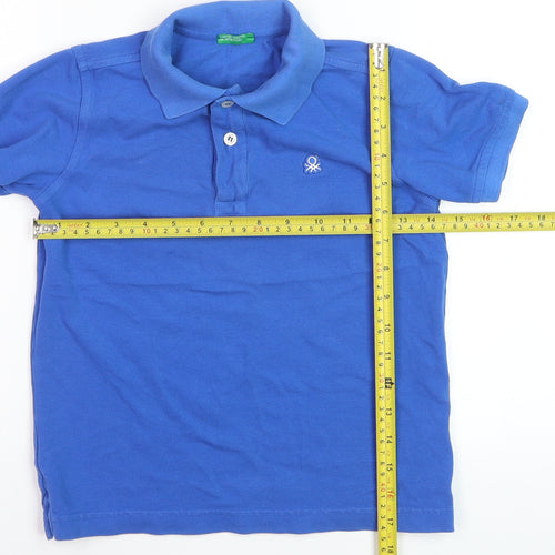 United Colors of Benetton Boys Blue 7-8 Years Cotton Polo Shirt