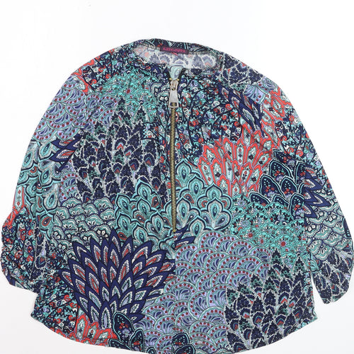 Kate + Pippa Women’s Multicoloured Tunic Blouse L Zip Front Boho Top