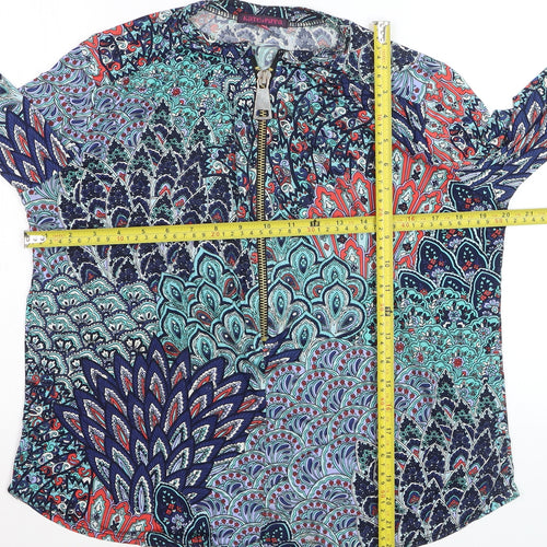 Kate + Pippa Women’s Multicoloured Tunic Blouse L Zip Front Boho Top