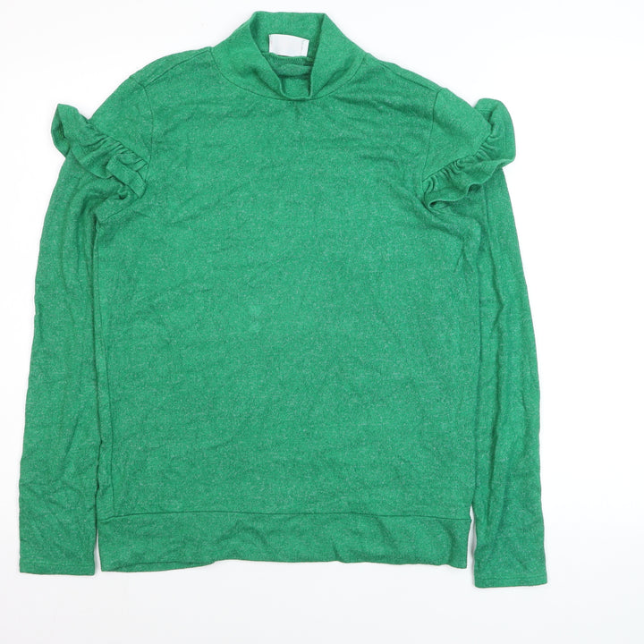 Savida Women's Green Mock Neck Ruffle Sleeve Pullover Jumper Size 12