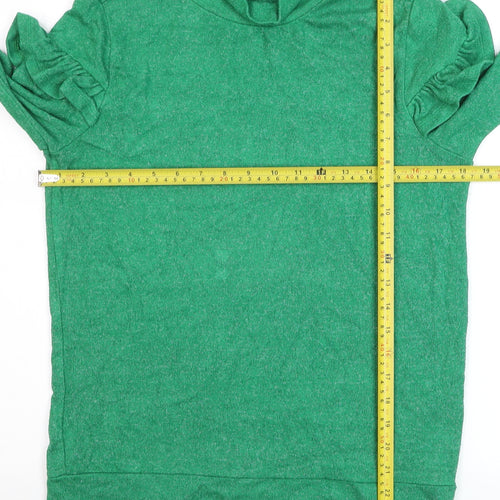 Savida Women's Green Mock Neck Ruffle Sleeve Pullover Jumper Size 12