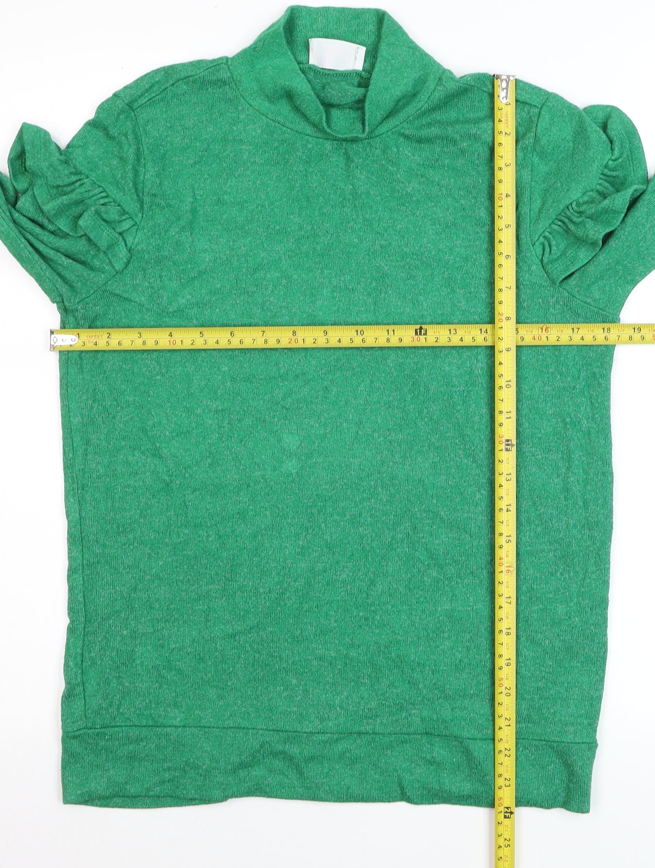 Savida Women's Green Mock Neck Ruffle Sleeve Pullover Jumper Size 12
