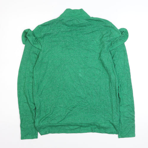 Savida Women's Green Mock Neck Ruffle Sleeve Pullover Jumper Size 12