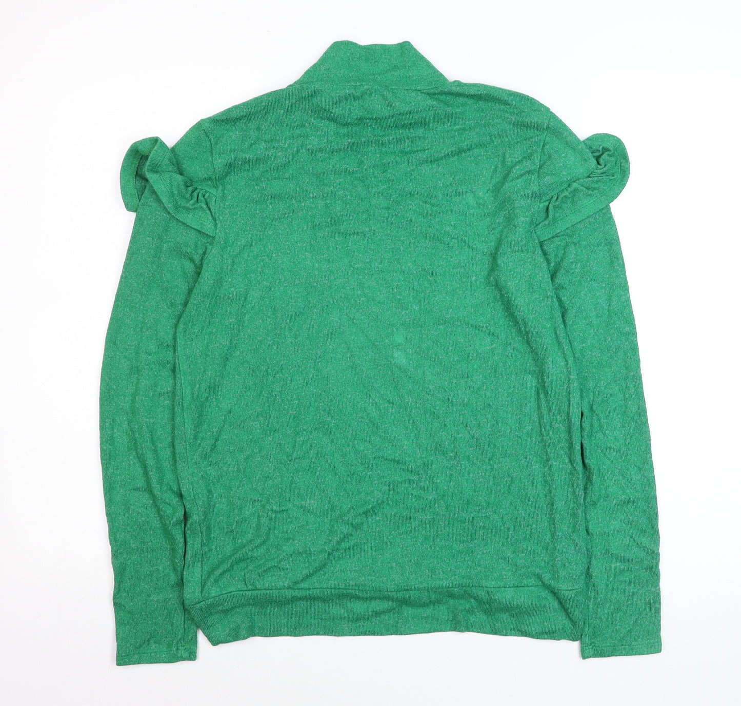 Savida Women's Green Mock Neck Ruffle Sleeve Pullover Jumper Size 12