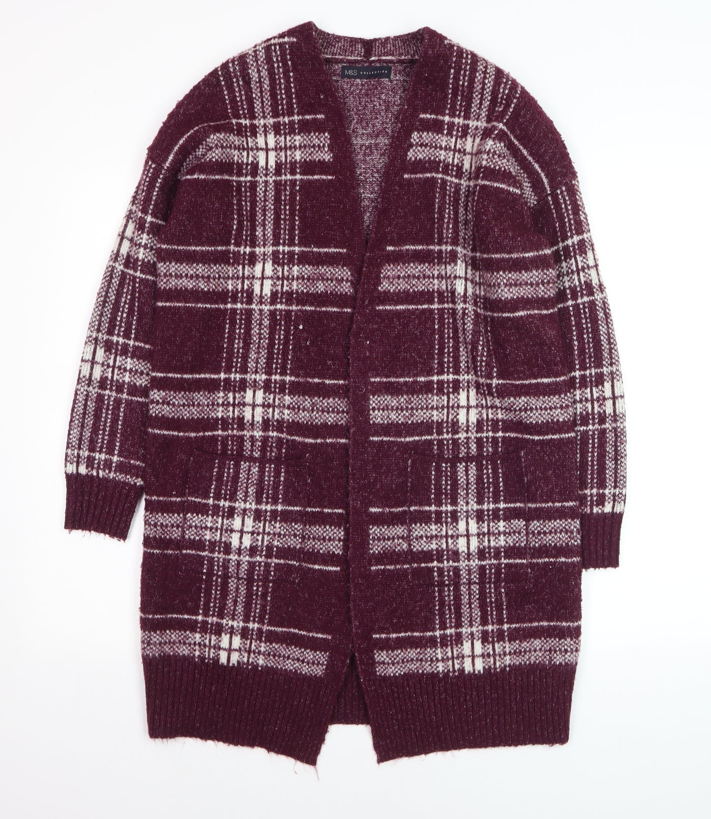 Marks and Spencer Women’s Purple Check Longline Cardigan Size M