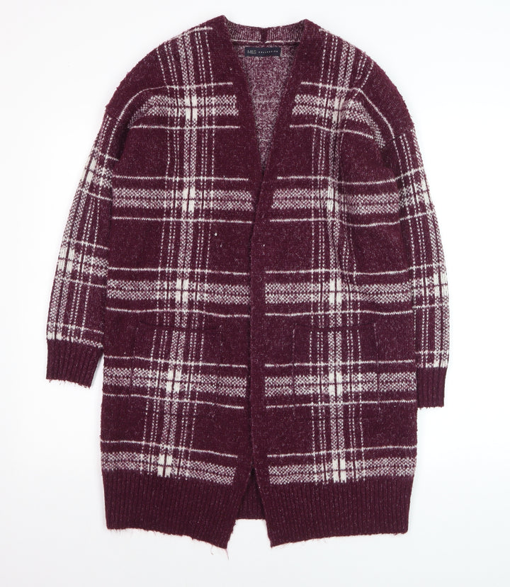 Marks and Spencer Women’s Purple Check Longline Cardigan Size M