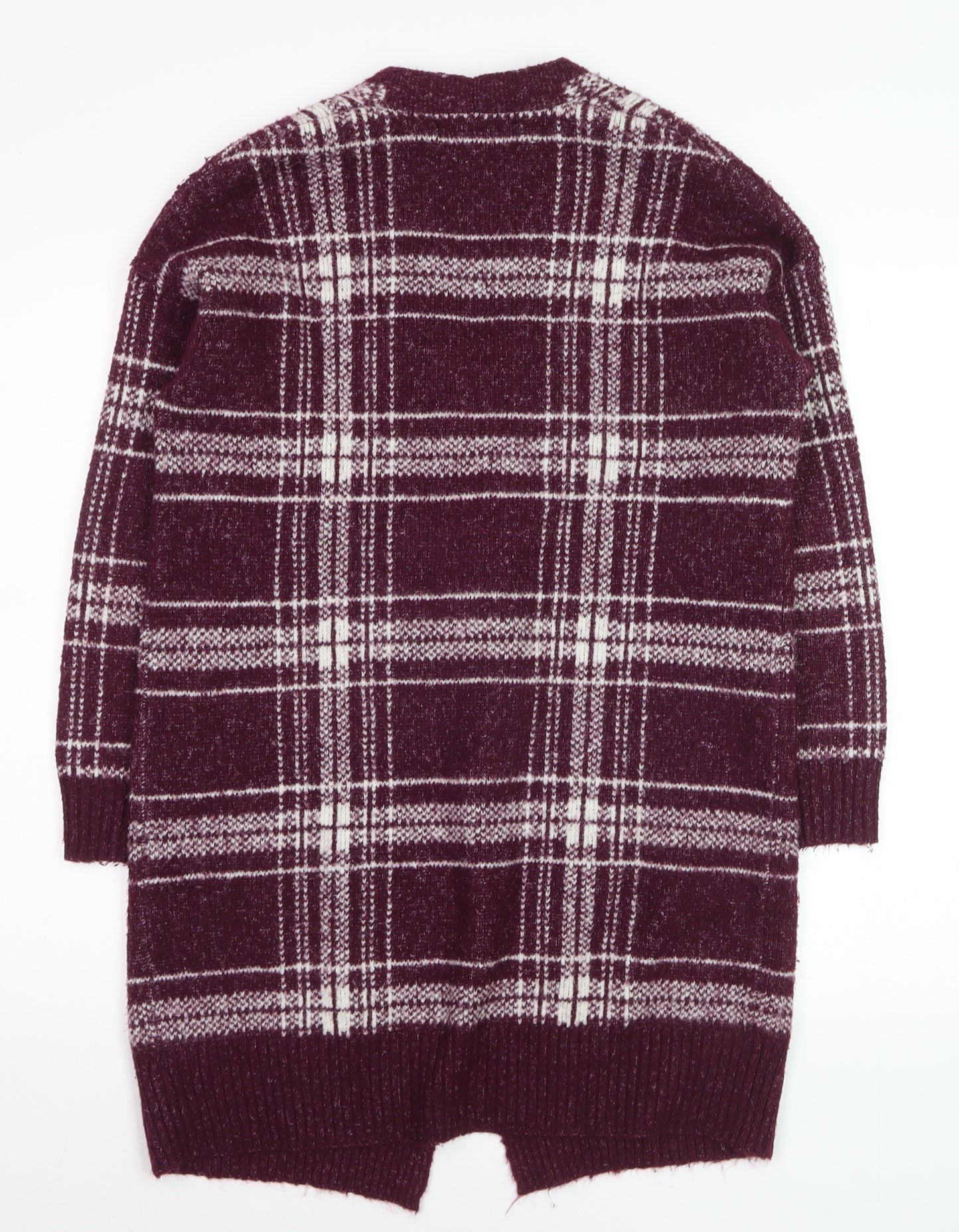 Marks and Spencer Women’s Purple Check Longline Cardigan Size M