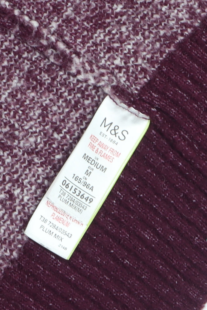 Marks and Spencer Women’s Purple Check Longline Cardigan Size M