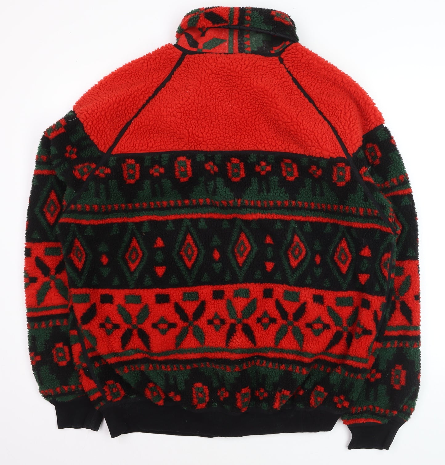 Wikland Men's Red Geometric Fleece Jacket XL Winter Warm Zip Up