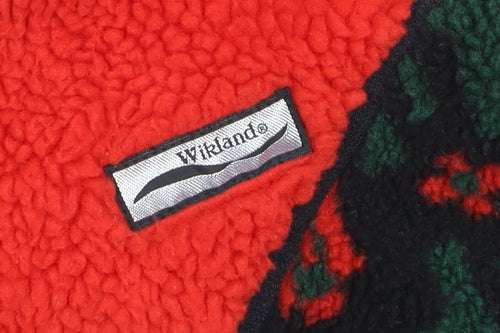 Wikland Men's Red Geometric Fleece Jacket XL Winter Warm Zip Up